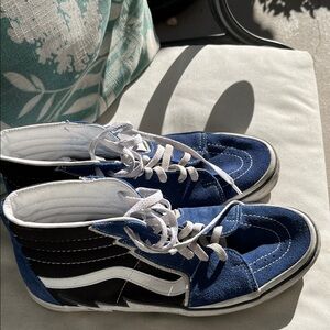 Vans Blue and White High-Top Sneakers